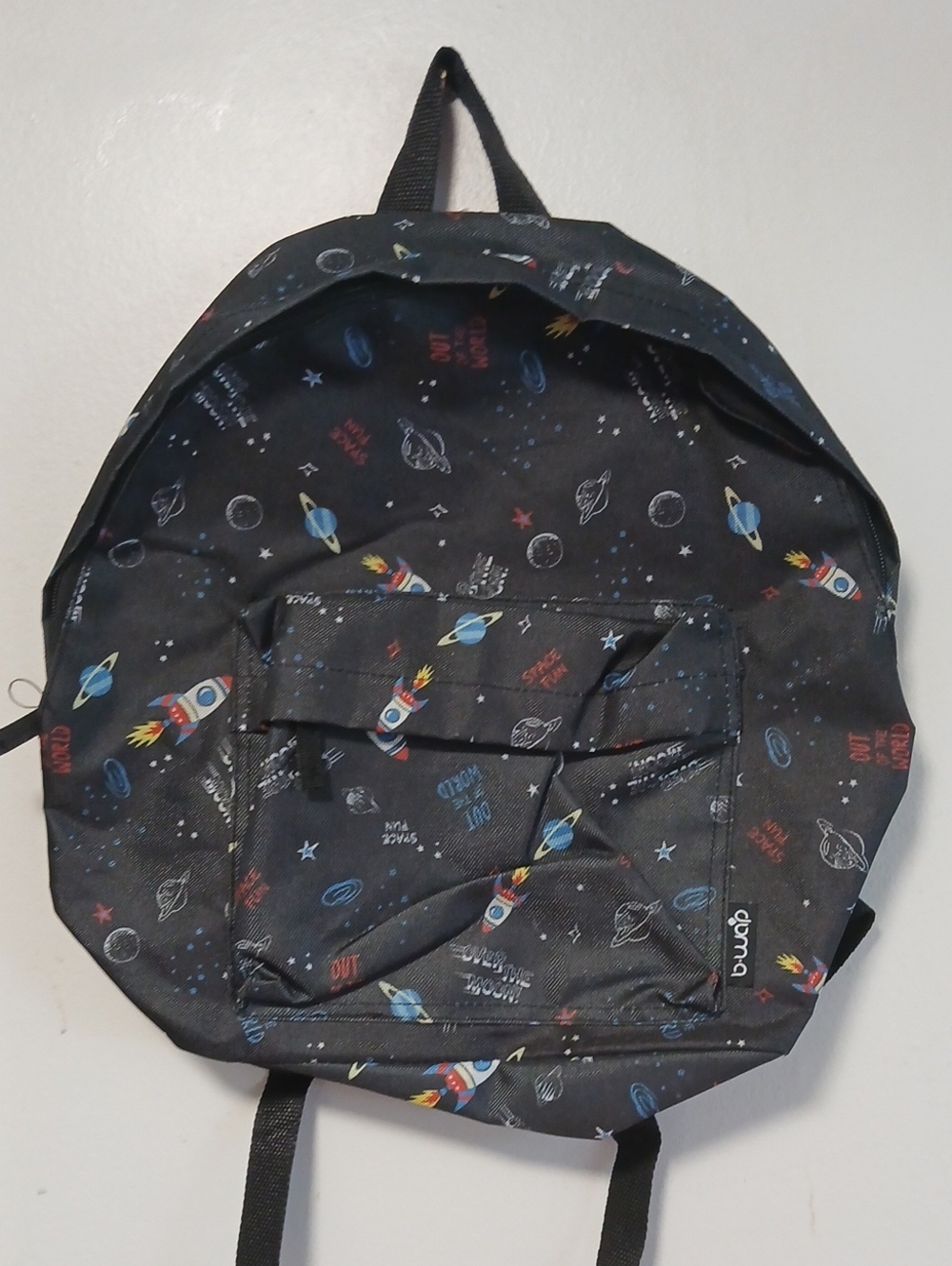 Unbranded Black Space Rocket Print Backpack
